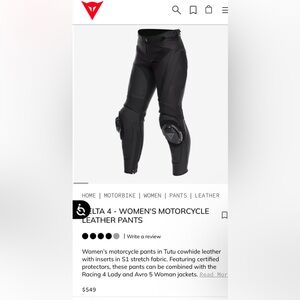Dainese Delta 4 Women's Black Motorcycle Leather Pants